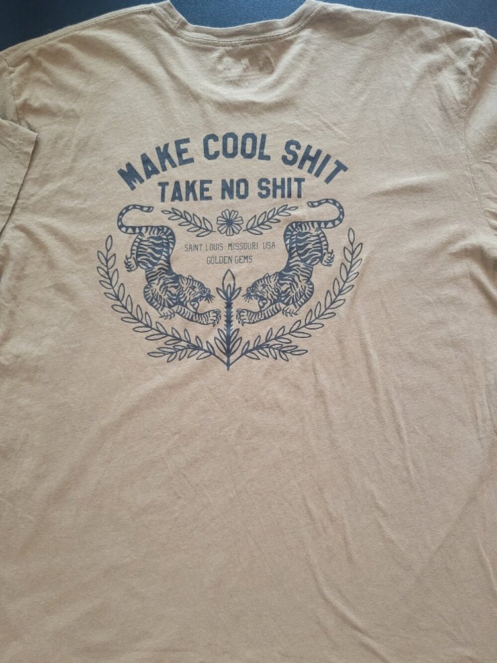 Golden Gems Graphic Tiger Tshirt Brown XXL Make Cool Shit, Take No Shit